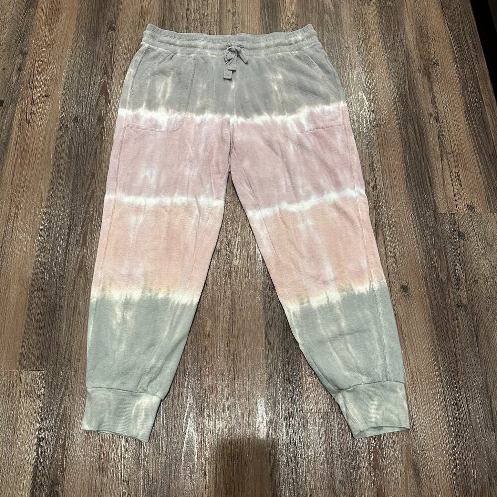 Splendid Tie-Dye Joggers | Grey/White/Pink | Size L